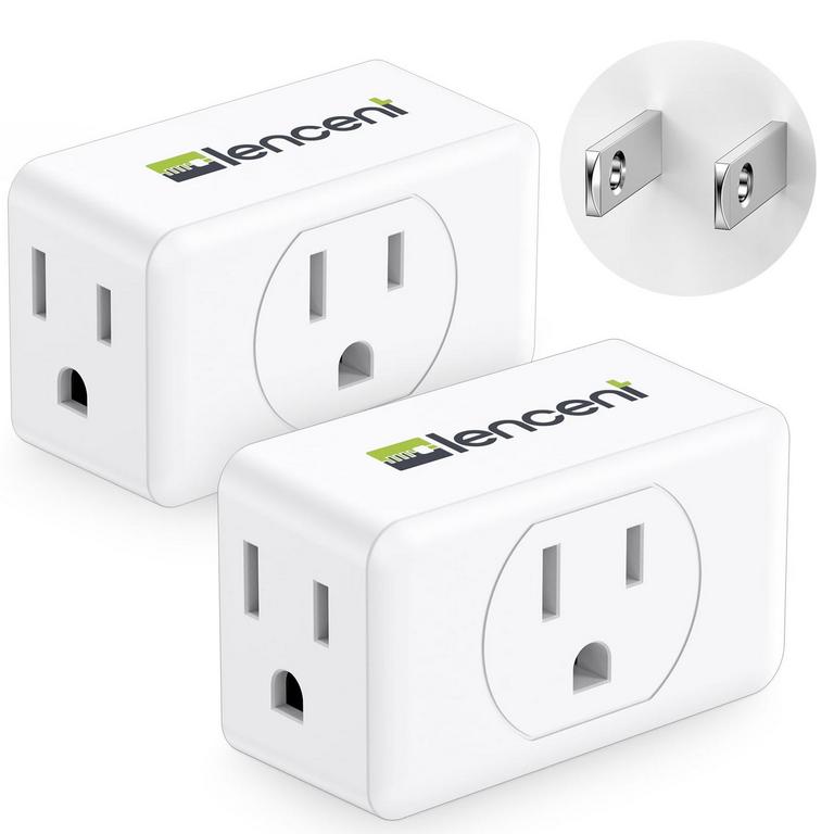 LENCENT 3-PRONG OUTLET PLUG ADAPTERS 2PK