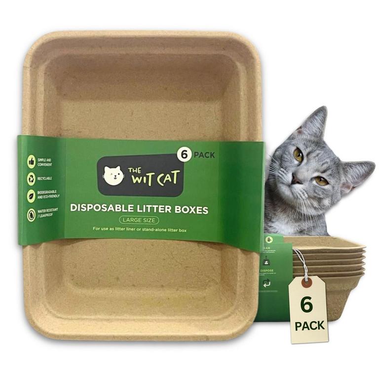 THE WIT CAT DISPOSABLE LITTER BOXES L 6PK
