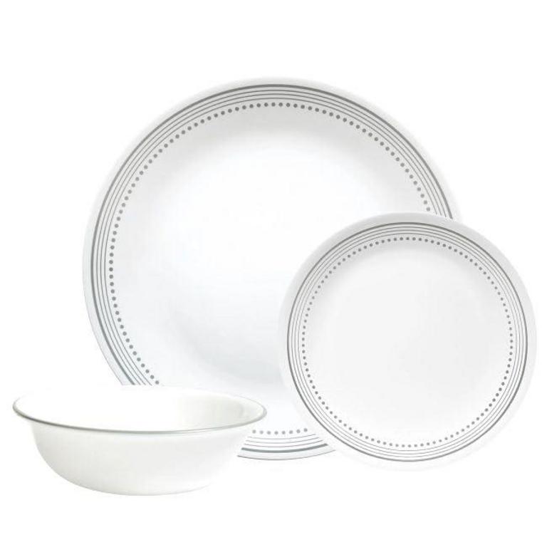 CORELLE MYSTIC GRAY DINNERWARE SET 12PC