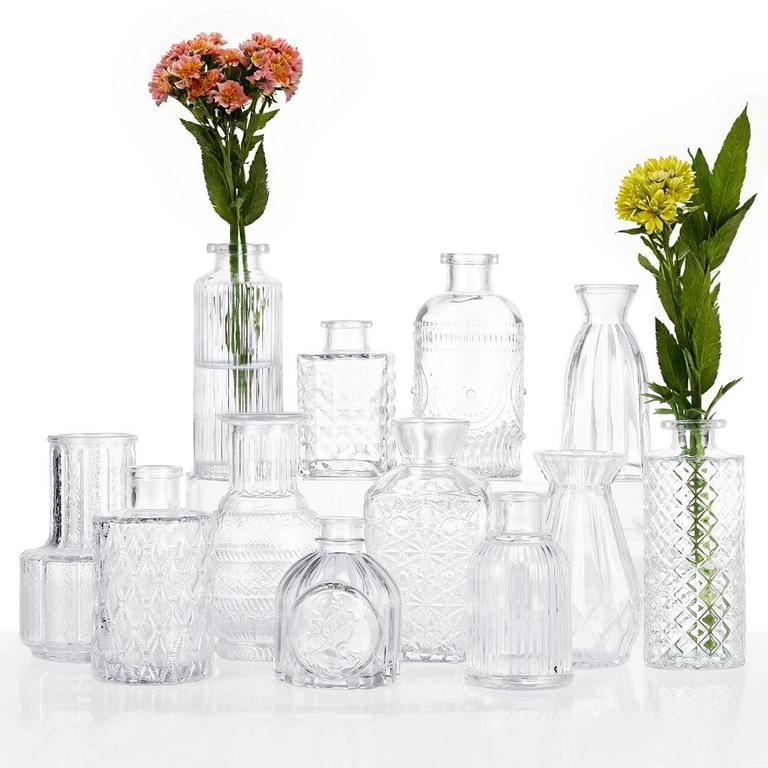 XUEYU 12PC GLASS BUD VASES